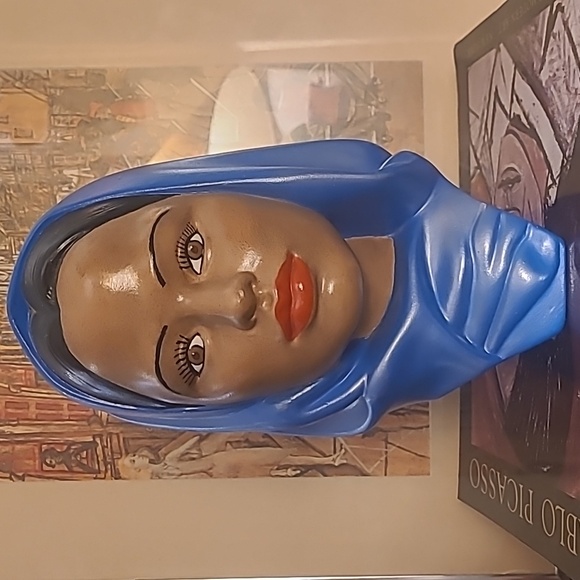 Other - RARE MARWAL CHALKWARE WOMAN BUST WEARING BLUE HEAD DRESS